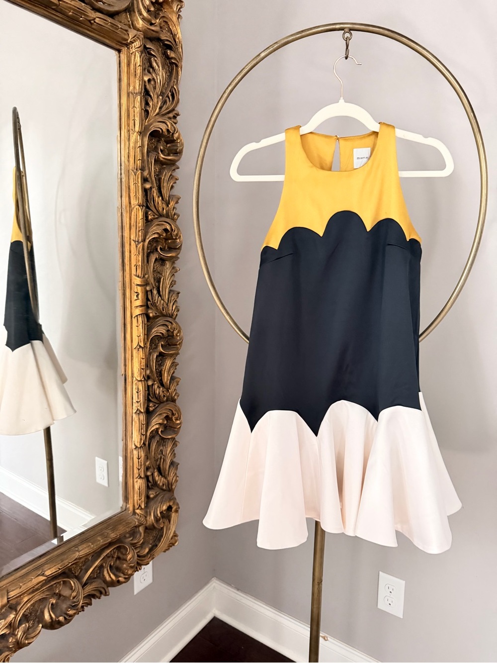 Maeve Scalloped Flare Mini Dress NWT